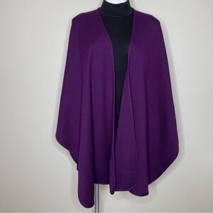 Genny Open-Front Purple 100% Wool Cape Poncho Sweater Made in Italy